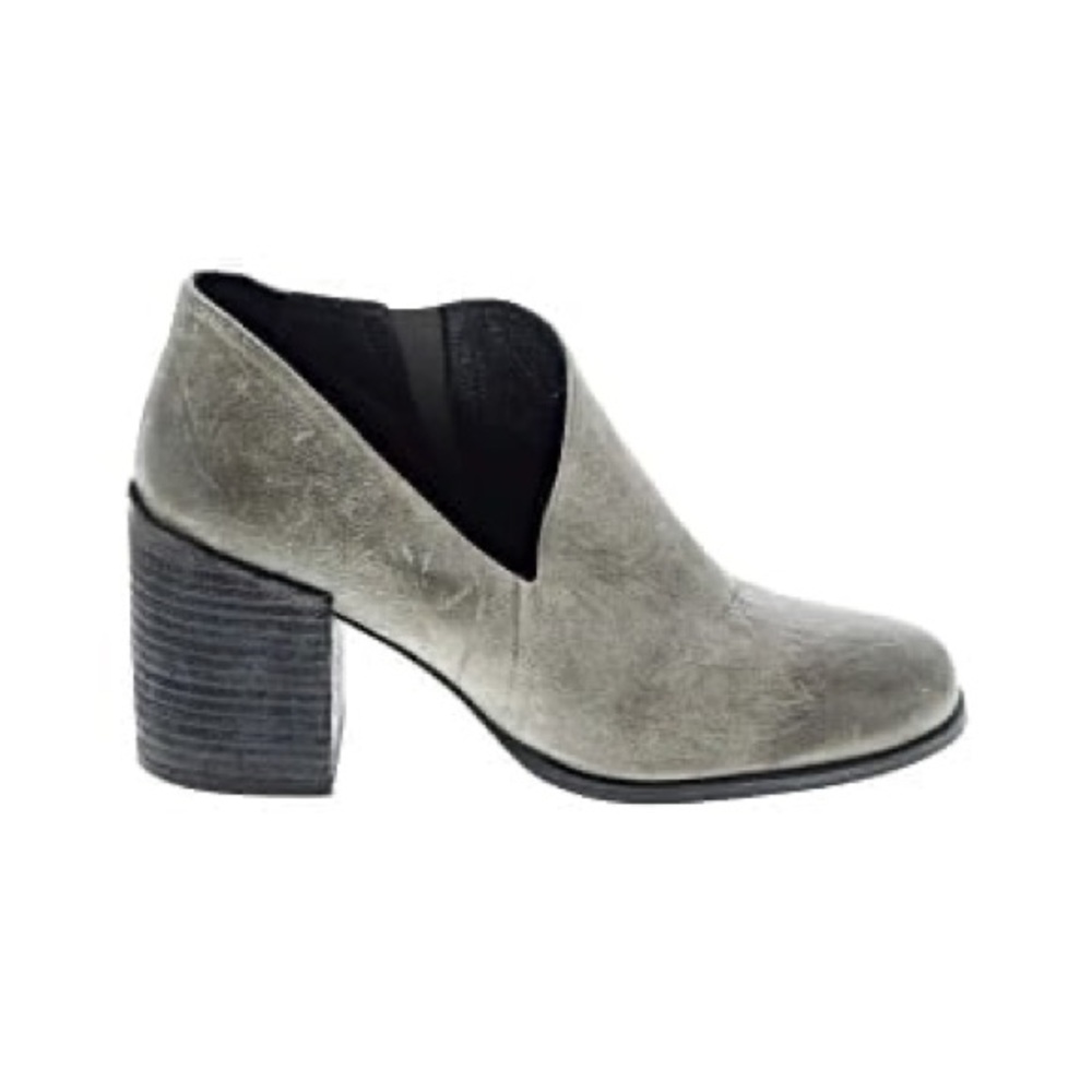Free People Terrah Ankle Boots Distressed Leather Block Heel Booties Grey